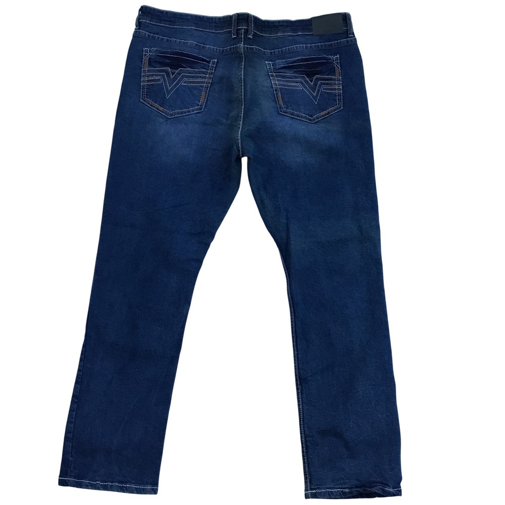 Cultura Mens StraightFit Jeans DarkWash Blue Denim Size 46x32 Embroidered Pocket